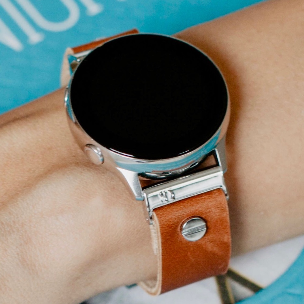 Bronze Leather Strap Bracelet Galaxy Watch Active2
